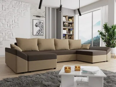Obrázek produktu pro Sedací souprava do U na každodenní spaní FREDERIK - béžová / hnědá