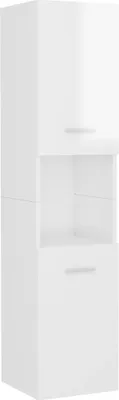 Produktbild von vidaXL Badezimmerschrank Hochglanz-Weiß 30x30x130 cm Holzwerkstoff