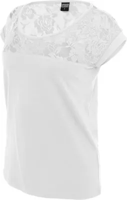 Produktbild von Urban Classics Ladies Zop Laces Tee Frauen Shirt Mit Spitze, Größe: Xl; Farbe: White