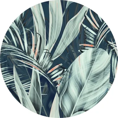 Produktbild von Sticker Kreis für Wohnzimmer Gästezimmer PFLANZEN Muster tropische Blätter 3D Natur Wandtattoo Aufkleber Wanddeko 100 cm x 100 cm