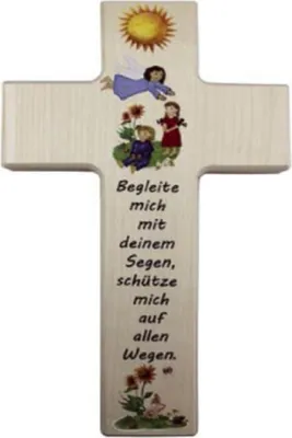 Produktbild von N486 Kinderkreuz  "Begleite mich mit deimem Segen…" - Holz, 20 x 12 cm