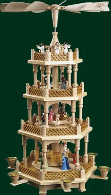 Obrázok produktu pre Stolová pyramída Betlehem 3 poschodia farebná Výška = 54 cm NOVINKA