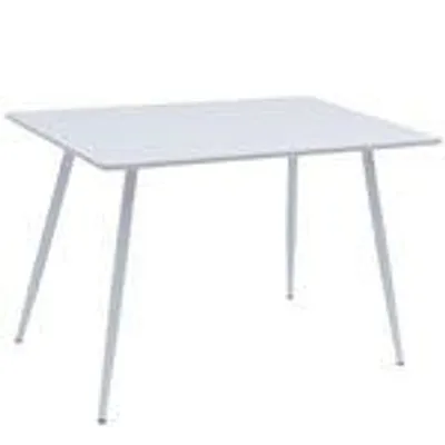 Produktbild von Esstisch Tischplatte mit Holzmaserung Küchentisch Esszimmertisch Speisetisch Tisch Esszimmer Küche 115x75 MDF Metallrahmen,Farbe:Weiß