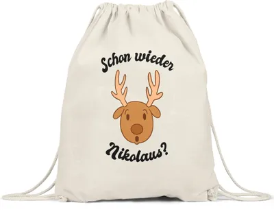 Produktbild von Schon Wieder Nikolaus Turnbeutel Gymsack  Tolle Geschenkidee  Weihnachtszeit Weihnachten Elch Lustiges Motiv