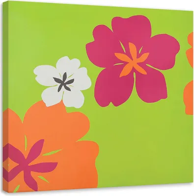Produktbild von Leinwandbild einige bunte blumen auf grünem hintergrund 60x60 cm Feeby farbe wandbild bereit zum aufhängen