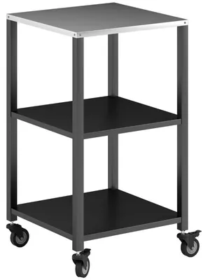 Produktbild von Grillwagen 3-Etagen Grilltisch mit Edelstahl Arbeitsfläche Rollen mobiler Servierwagen 50 x 50 x 90 cm Schwarz