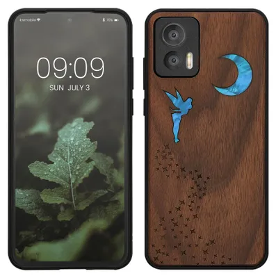 Produktbild von kwmobile Handyhülle für Motorola Edge 30 Neo Hülle Holz - Case mit TPU Bumper - Stoßfestes Hardcase - Schutzhülle Cover in Dunkelbraun