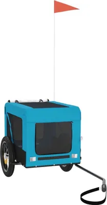 Image de vidaXL Remorque pour vélo Chiens Bleu et Noir Tissu Oxford & Fer