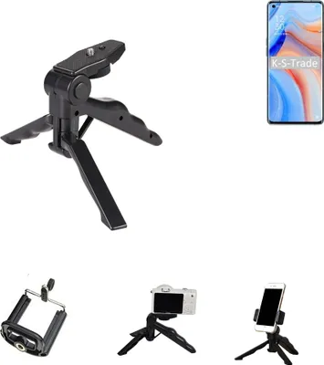 Produktbild von K-S-Trade Stativ Tisch-Ständer Dreibein Handy-Stativ Ständer kompatibel mit Oppo K7x Mini-Stativ Smartphone Tripod Handy-Stativ aus Plastik schwarz