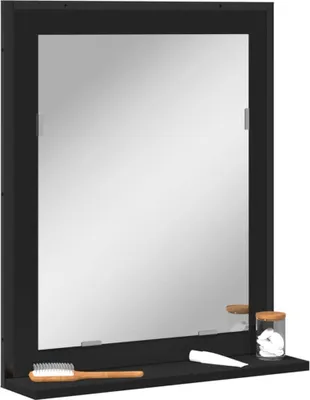 Obrázok produktu pre vidaXL Kúpeľňové zrkadlo s poličkou čierne 50x12x60 cm Materiál na báze dreva