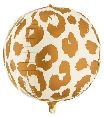 Runder Folienballon mit Leoparden Muster in Beige und Braun für Safari und Dschungel Partys.