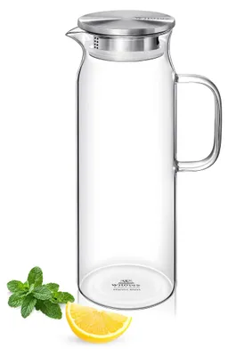 Glaskaraffe 1500 ml, hitzebeständig, Borosilikatglas, mit Deckel
