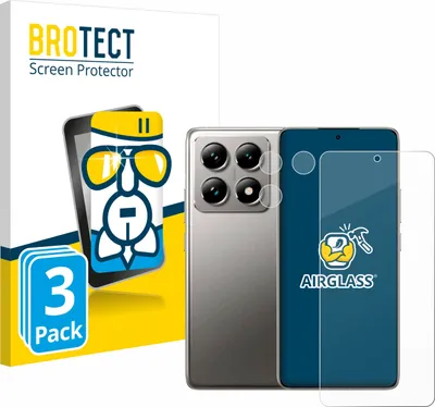 A product shot showing packaging and the product itself, with a smartphone and screen protectors.