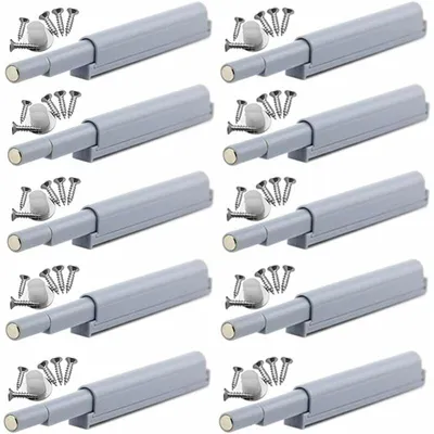 Produktbild von Druckriegel - 10 Stück - Türverschluss für Schränke und Schubladen - Push-Lock - Türpuffer - griffloser Möbelverschluss - Kunststoff - für Küchenmöbel