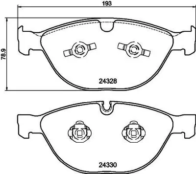 Produktbild von HELLA Bremsbeläge Satz Vorne Bremsklötze für BMW 5 Limousine (E60) 8DB 355 012-521