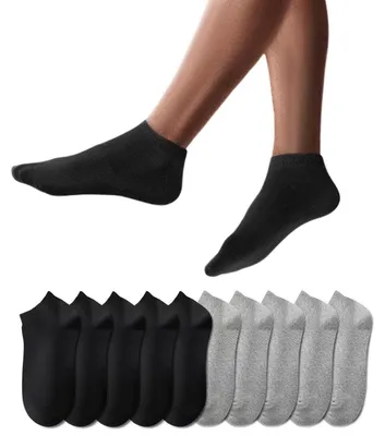 Produktbild von Sneaker Socken Herren Damen 10 Paar Kurze Halbsocken Baumwolle 43-46 Schwarz Grau