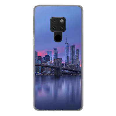 Produktbild von MuchoWow® Handyhülle Schutzhülle Hülle für Huawei P40 Lite New York hinter der Brooklyn Bridge Silikon Softcase Handy Hülle - Handy