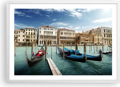 Produktbild von Gerahmtes Poster - Weißer Rahmen - Architektur venedig italien gondel - 70x50 cm - Wand Bild - Wanddeko - Wandbilder - Wandposter - Bilderrahmen - Bilder - Kunstdruck - Wandbild - P2WAA70x50-2705