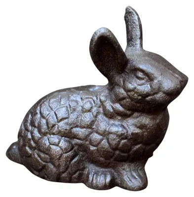 Produktbild von Gartenfigur Hase Gusseisen Antikbraun Landhausstil 11cm