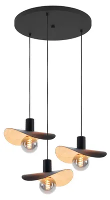 Productafbeelding van Zwarte hanglamp Saceda met goud 3-lichts
