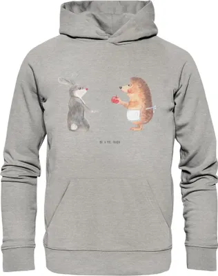 Produktbild von Mr. & Mrs. Panda Nachhaltiger Hoodie Hase Igel Größe XL - Heather Grey - Geschenk, Sweatshirt, Trennungsschmerz, Trösten, Pullover, Kapuzenpulli, Print, Herzschmerz, und