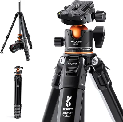 Produktbild von K&F CONCEPT Tragbares Kamerastativ Aluminiumlegierung 177cm/70inch max. Hoehe 15 kg Tragfaehigkeit Fotografie Reisestativ Tragetasche fuer DSLR-Kameras Camcorder