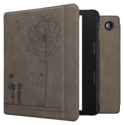 Produktbild von kwmobile Schutzhülle für Tolino Epos 3 Hülle - eReader Case aus Kunstleder mit Auto Sleep Funktion - Pusteblume Love mit Grau