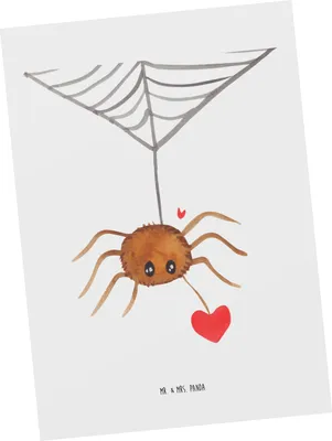 Produktbild von Mr. & Mrs. Panda Grußkarte Spinne Agathe Liebe - Weiß - Geschenk, Kunstkarten, Ansichtskarte, Liebesbeweis, Postkarte, Ansichtskarten, Verliebt, Postkarten