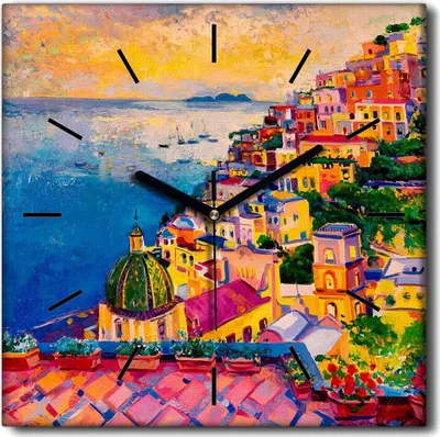 Produktbild von Coloray Uhr auf Leinwand 30x30 cm Wand Uhr Dekoration Wohnzimmer Segeltuch schwarze Hände -Landschaftsarchitektur