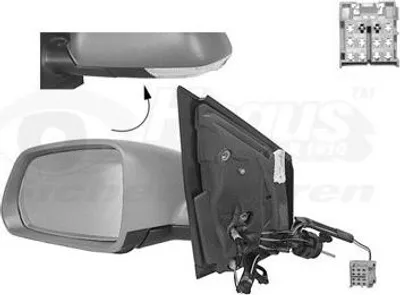 Produktbild von VAN WEZEL 5828813 Außenspiegel Seitenspiegel Links für VW POLO (9N) Asphärisch Grundiert