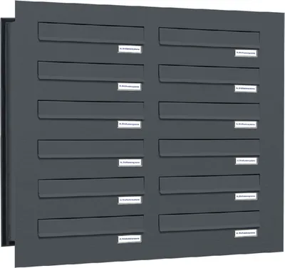 Produktbild von 12er Briefkastenanlage für Mauerdurchwurf RAL 7016 Anthrazit