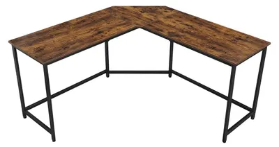 Obrázek produktu pro Vintage psací stůl, hnědá a černá barva – laminátová deska, ocelová konstrukce – 149 x 149 x 75 cm