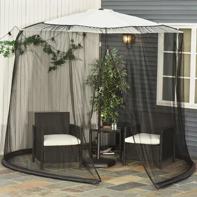 Produktbild von SUGIFT Moskitonetz für Sonnenschirm 300 cm, Mückennetz mit Reißverschluss, Fliegengitter, Insektenschutz | Ø300 x H230 cm | Schwarz