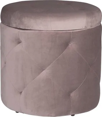 Obrázok produktu pre Okrúhla zamatová komoda - Ružová - S úložným priestorom - Komoda a podnožka - 39,5 × 39,5 × 40 cm