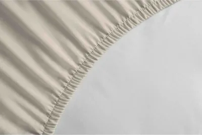 Zdjęcie produktu dla Prześcieradło z Gumką 100% Bawełna, 160 x 200 cm, Wysokość Falbany 35 cm, Beżowy Jasny