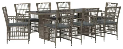 Immagine prodotto di vidaXL Set da pranzo da esterno, 9 pezzi, grigio, rattan sintetico