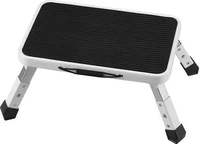Produktbild von SucceBuy 1-stufiger, klappbarer Tritthocker aus Stahl, Tragkraft 150 kg, höhenverstellbare tragbare Leiter für Erwachsene, rutschfestes Design für Büro, Wohnmobile, Haustiere, Badezimmer, Schlafzimmer