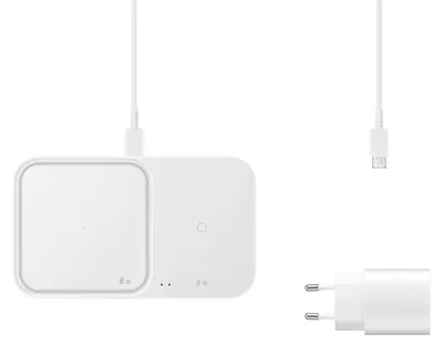 Productafbeelding van Samsung Wireless Charger Duo - Draadloze oplader - Met adapter en laadkabel - 15 Watt - Wit