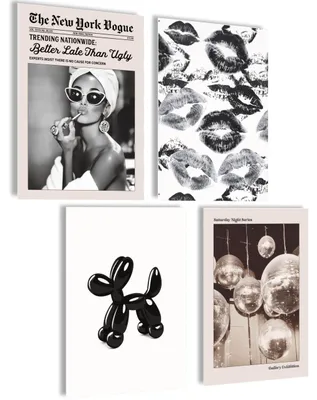 Zdjęcie produktu dla Zestaw plakatów w stylu vintage, 4 sztuki, format A4 (21x30 cm), dekoracja ścienna do kuchni i salonu