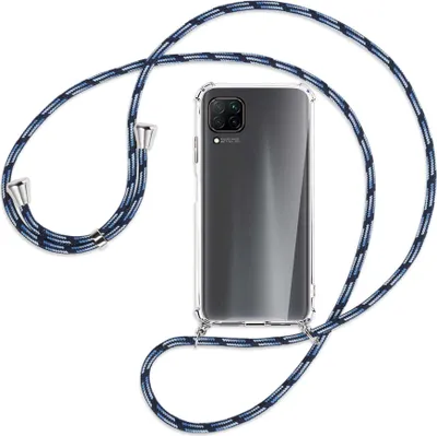 Produktbild von Handykette Backcover-Schutzhülle mit Band (Metall silberfarben) für Huawei P40 lite - Blautöne