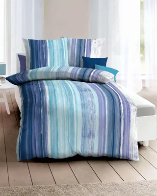 Produktbild von Kaeppel Jersey Bettwäsche Purity Gots 100% Baumwolle Reißverschluss Bettbezug Kissenbezug Bettgarnitur Bettwäsche-Set Bettzeug 135x200 cm Marine