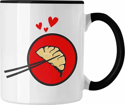 Produktbild von Trendation - Dumpling Tasse Geschenk Gyozas Asiatisch Sushi Liebhaber Geschenkidee Liebe (Schwarz)