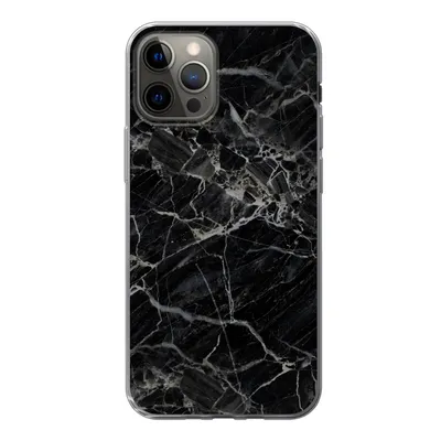 Produktbild von MuchoWow® Handyhülle Schutzhülle Hülle für iPhone 12 Pro Marmor - Schwarz - Weiß Silikon Softcase Handy Hülle - Abdeckung
