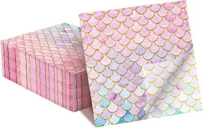 Productafbeelding van Famanu Servetten, zeemeermantjeschaalpatroon - 40 stuks, 33 x 33 cm