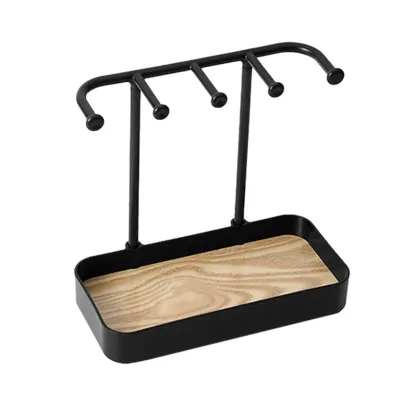 Produktbild von Desktop -Schmuckregal abnehmbarer Schmuckstücksschale Praktische Ohrringe Halsketten Ringe Lagerregal für Zuhause-Schwarz