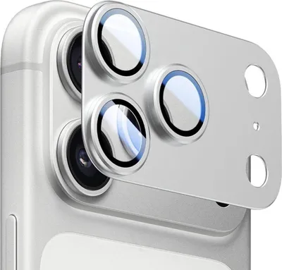 Obrázok produktu pre Kovový ochranný krúžok na fotoaparát pre Apple iPhone 17 Pro Max so skleneným krytom, strieborný