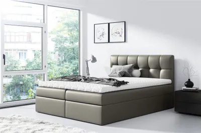 Produktbild von Boxspringbett Schlafzimmerbett CARMEN 120x200cm Kunstleder Grau