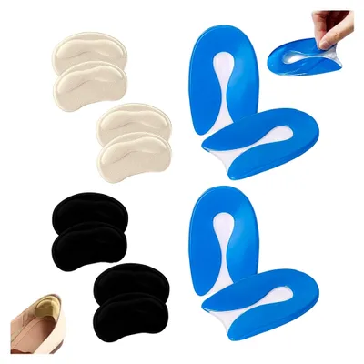Produktbild von 2 Paar Fersensporn-Einlagen und Fersenpolster Set (2 Schwarz + 2 Beige) für Schuhe in Größe L