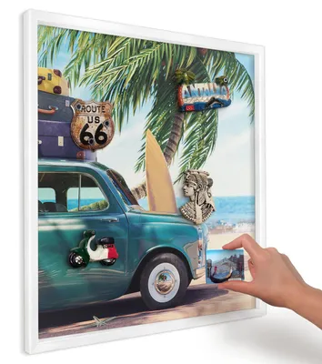 Produktbild von Magnettafel 50x50 cm mit weißem Rahmen - Magnetische Metalltafel, Magnetpinnwand zur Wandmontage für Wohnzimmer, Küche, Flur, Kinderzimmer und Büro - Feiertagsfrieden