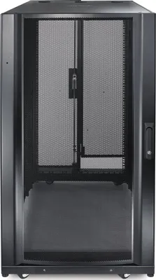 Produktbild von APC NetShelter SX, 24 HE Server Rack-Gehäuse, 600 mm x 1070 mm, mit schwarzen Seitenteilen, Freistehendes Gestell, 24U, 1360,78 kg, Sperrschloss, Verstellbare Füße, Lenkrollen